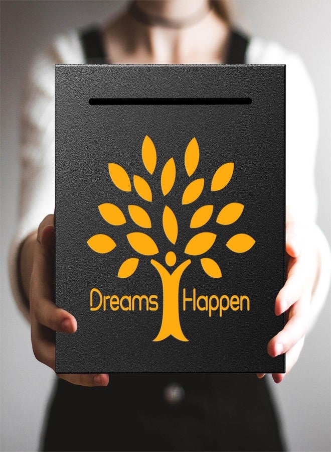 HCHANGEN Piggy Bank Must Break to Open, Stainless Steel Piggy Bank Creative Safe Bank for Real Money (Dreams Happen-Black, 4.72 inches) - Image 2